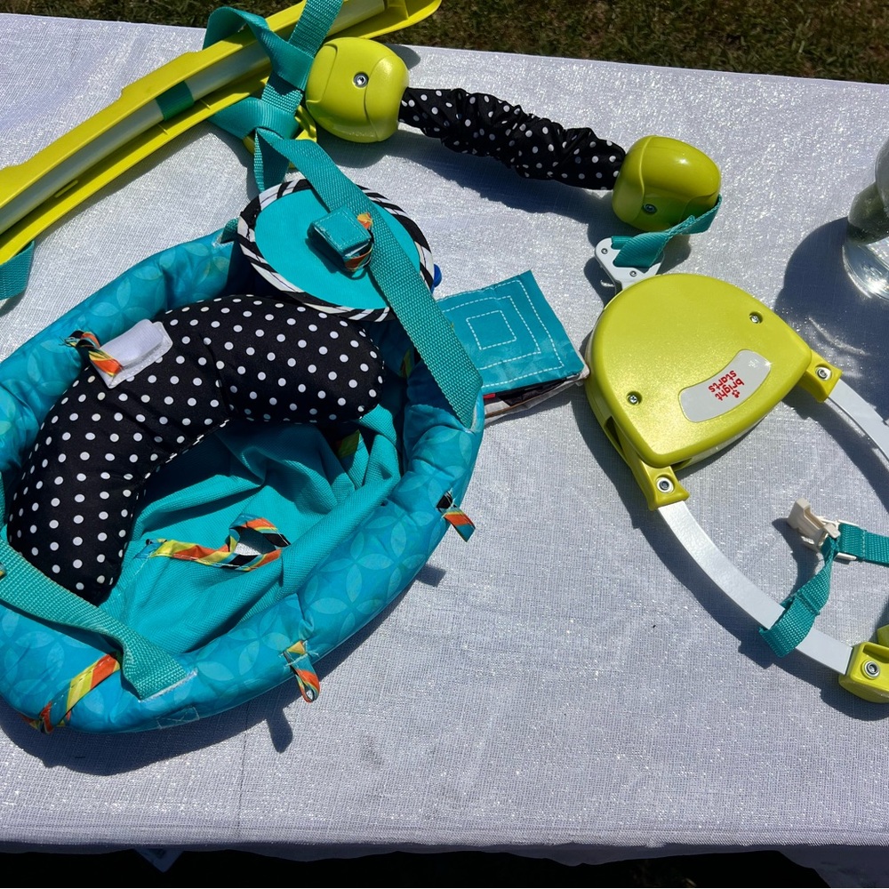 Teal Baby Activity jumper with Polka Dot Cushion